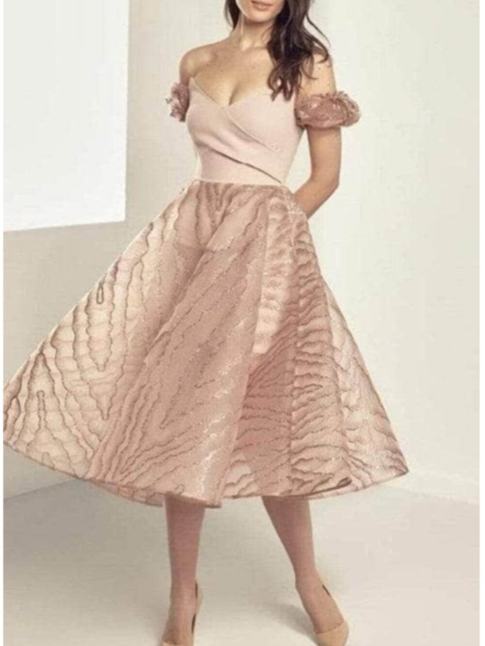 NWT Saboroma RS9605 Puff off-shoulder sleeves Formal Dresses Black size 2